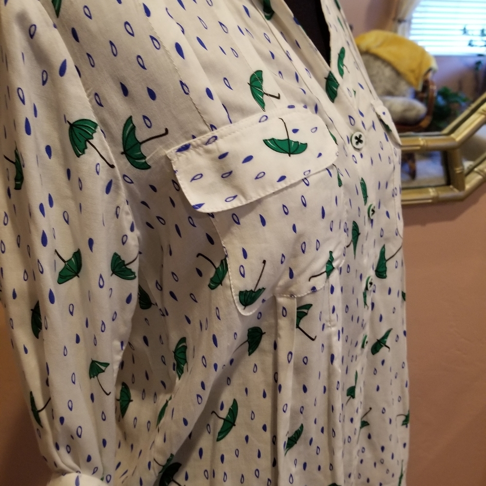 Anthropologie Maeve Long Sleeve Umbrella Raindrop Top - Picture 4 of 13